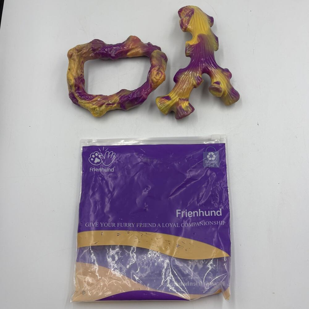 Frienhund Tough Dog Toys 2pc Aggressive Chewers Large Dogs Branch Ring Purple